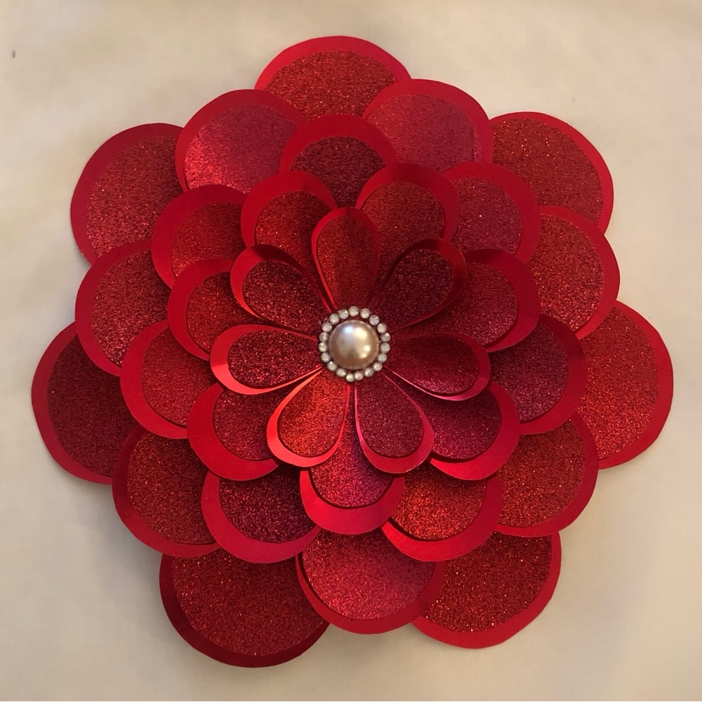 Beautiful Christmas Red Glitter/Metallic Card Stock, Paper Flower 🌺